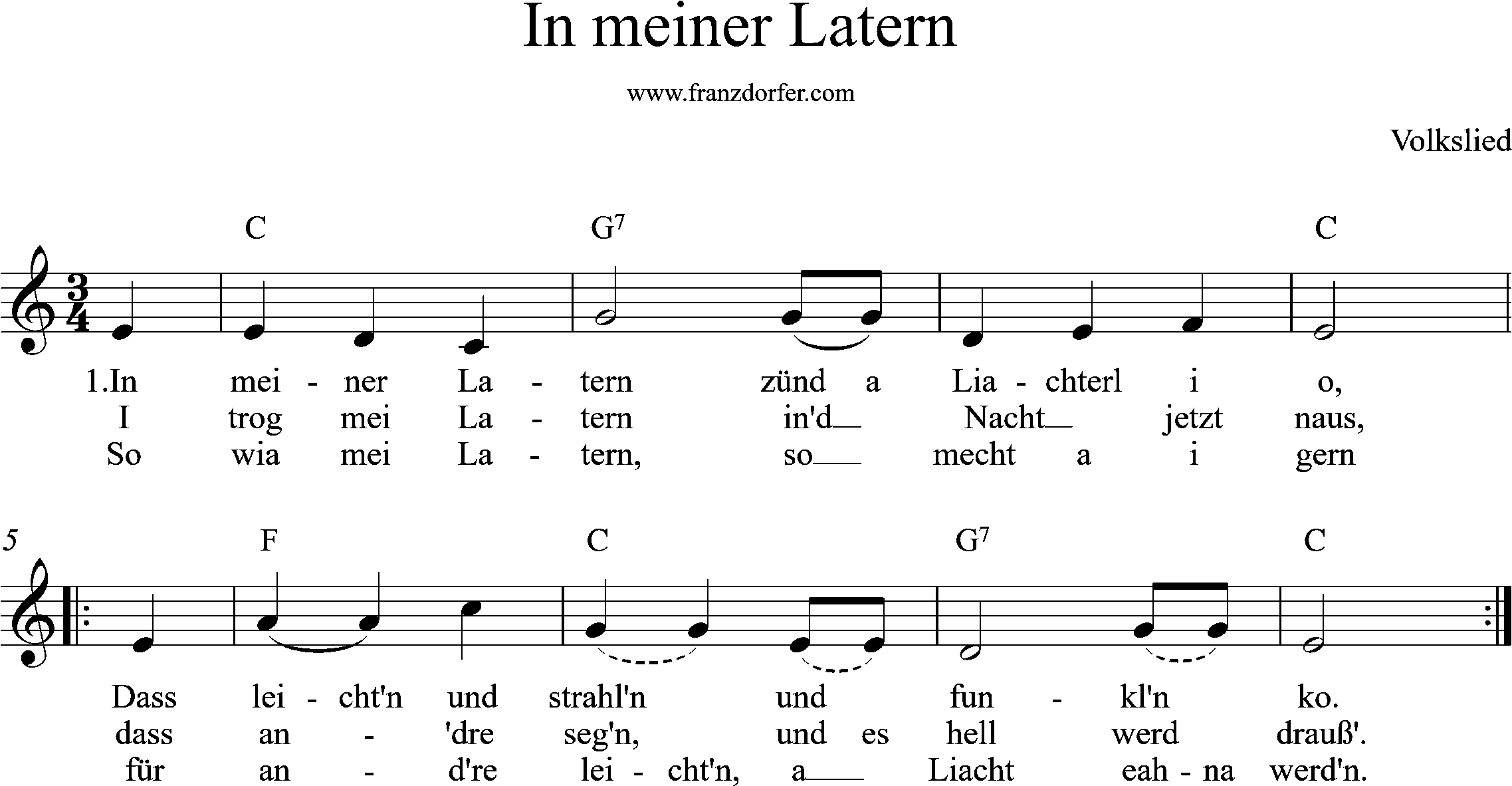 C-Dur, 1stimmig, in meiner Latern